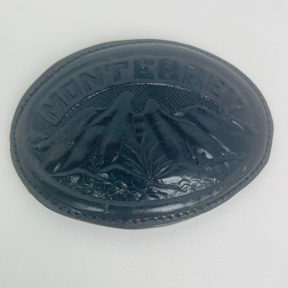 Unbranded Belt Buckle Unisex OS Monterrey Mountain Embossed Black Leather Good